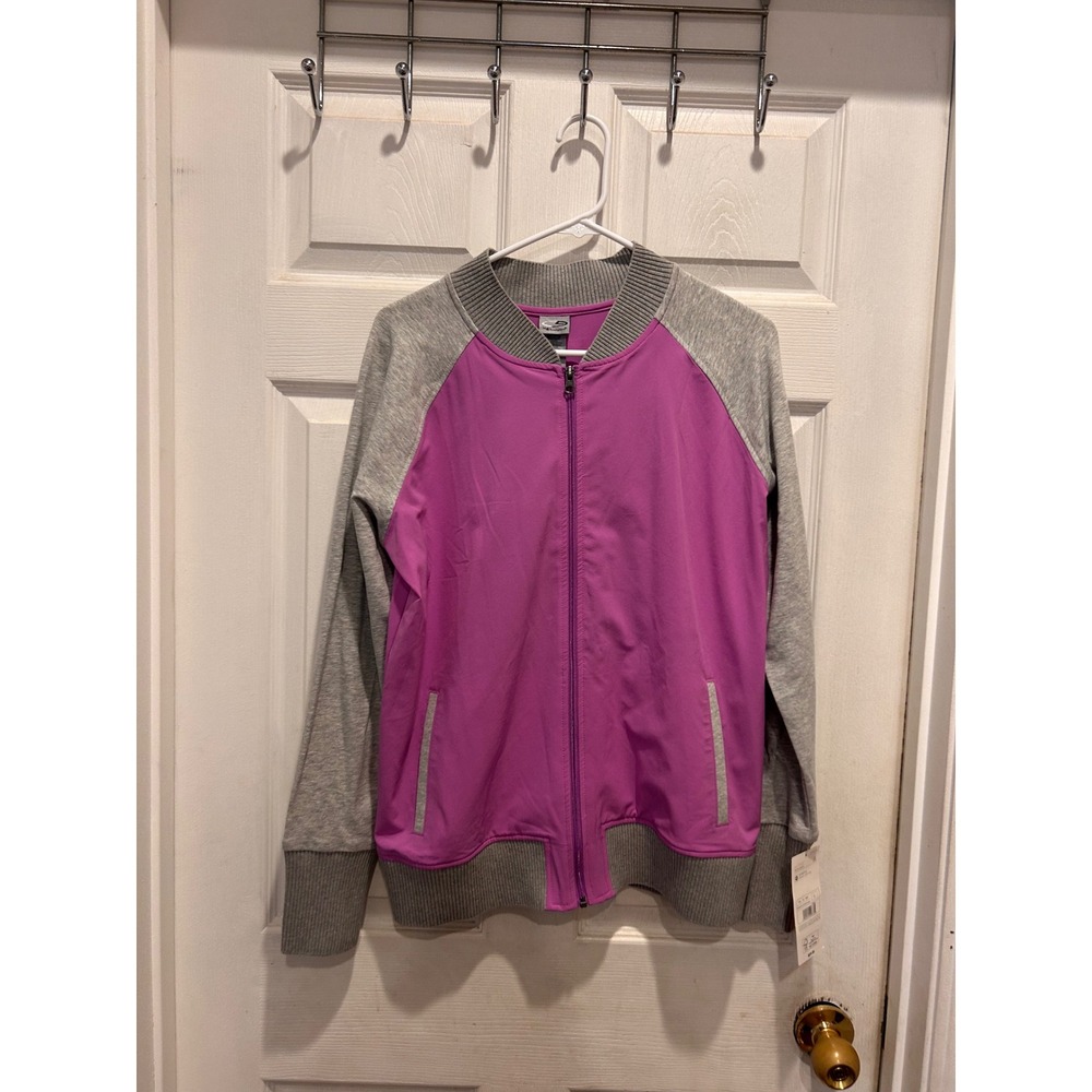 C9 by Champion Womens Large Full Zip Bomber Track Jacket Purple Gray Colorblock